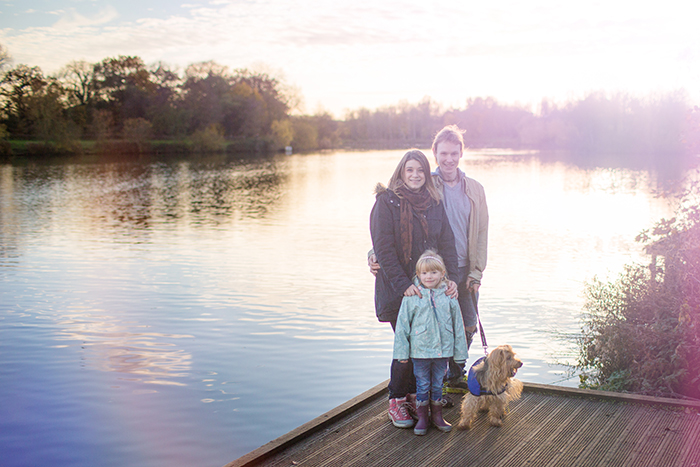 Autumn family portrait shoot by the lake.