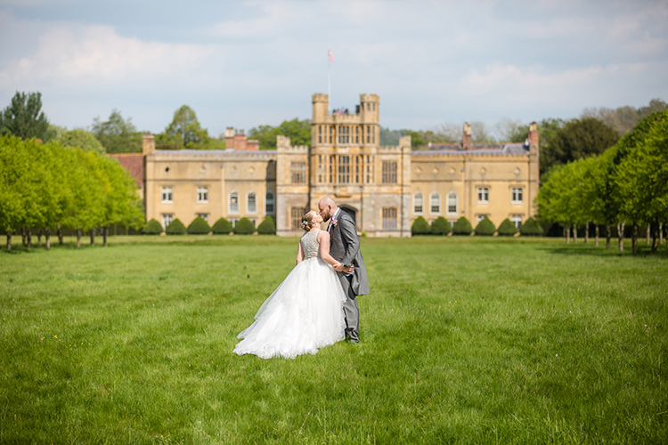 The Bride & Groom outside Coughton Court.