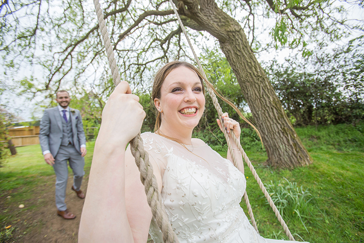 Bride on the swing at Bordesley Park