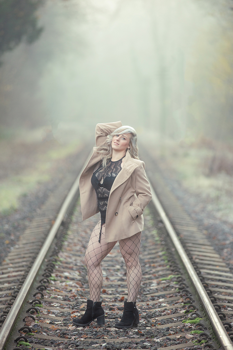 Portrait shoot on train tracks